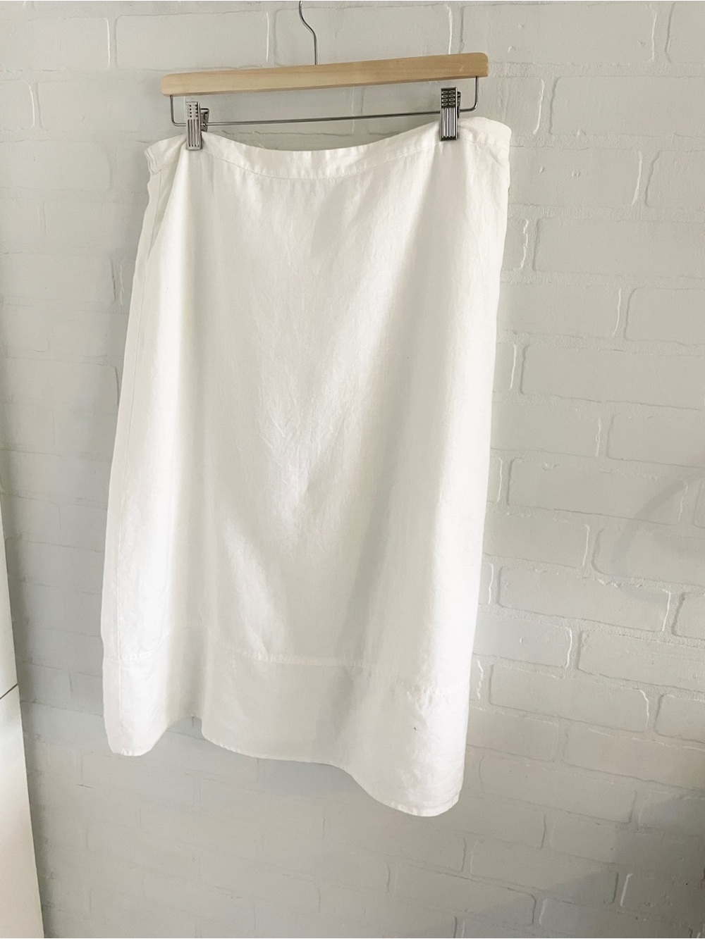 Kim Rogers White Linen Midi Skirt Elastic Waist Quiet Luxury Sz Large Petite - Picture 4 of 10